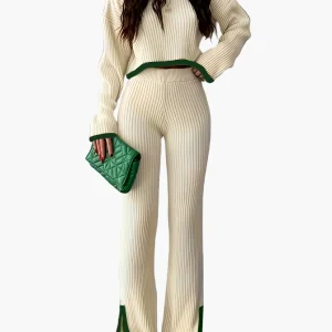 Ensemble deux pièces femme style élégant pour automne/hiver – tenue décontractée à la mode