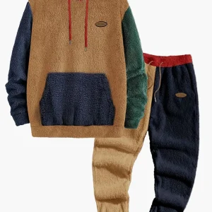 Ensemble décontracté homme à capuche style polaire pour automne/hiver