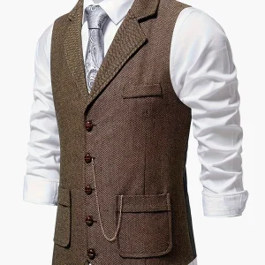 Gilet Homme Élégant Style Vintage pour Tenue Habillée ou Décontractée