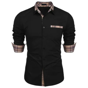 Chemise élégante homme style casual chic à col revers – Idéale pour bureau et sorties