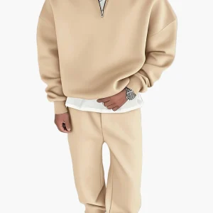 Ensemble décontracté pour homme avec sweat à capuche zippé et pantalon – Style urbain tendance pour automne/hiver