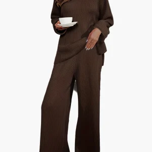 Ensemble Femme Décontracté Pull Large et Pantalon Ample Pour Détente ou Maison