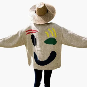 Pull en maille détente style artistique pour femme – Look décontracté et original