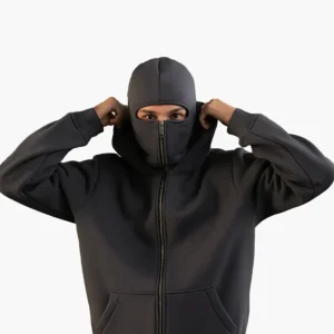 Hoodie zippé style balaclava pour homme – Urbain, minimaliste, idéal pour l’hiver