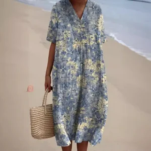 Robe Longue Décontractée Femme Style Bohème Idéale Plage et Été