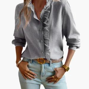 Chemisier Femme Élégant à Volants Style Décontracté et Chic pour Bureau et Quotidien
