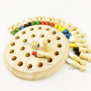 Jeu d'échecs mémoire en bois pour enfants – Jeu éducatif Montessori