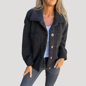 Veste polaire sherpa femme style décontracté tendance automne-hiver