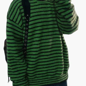 Pull streetwear à rayures pour homme style ample automne-hiver