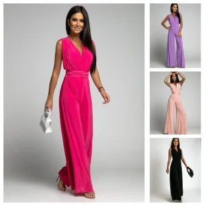 Combinaison Pantalon Large Élégante Femme Sans Manches Style Chic