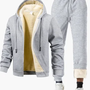 Ensemble Survêtement Homme Style Décontracté Hiver avec Capuche Doublée