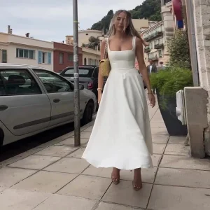 Robe Femme Élégante à Bretelles Style Urbain Chic – Robe Longue Taille Haute Sans Manches