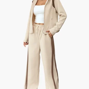 Ensemble de survêtement femme style décontracté avec veste à capuche et pantalon ample