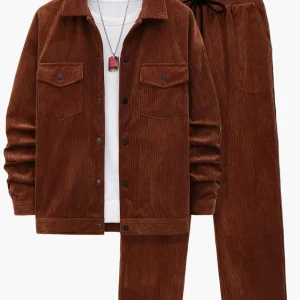 Ensemble décontracté homme style urbain veste et pantalon, idéal automne-hiver
