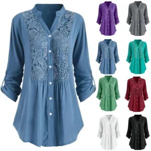 Sara – Chemise en dentelle avec panneau en dentelle