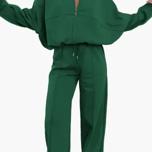 Ensemble décontracté femme deux pièces à fermeture zippée pour loisirs et détente