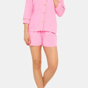 Pyjama court boutonné - Polyester et Coton