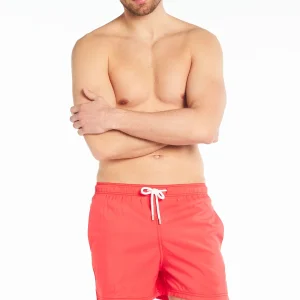 Short de bain uni Rouge