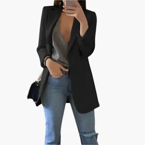Blazer Longue Élégante pour Femme – Style Chic et Polyvalent pour Bureau ou Sortie