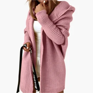 Cardigan Femme Décontracté à Capuche Style Cocooning, Idéal pour l’Automne et l’Hiver