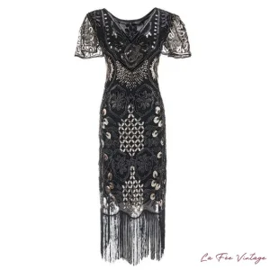 Robe à Franges des 20's en Dentelle Noire