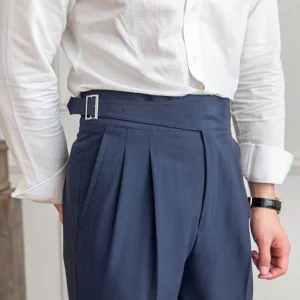 Pantalon habillé taille haute à pinces pour homme – Style élégant et ajusté, idéal affaires et occasions formelles