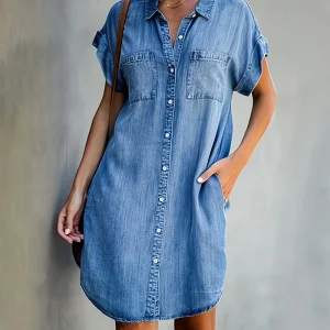 Robe Chemise Décontractée Femme Style Denim pour Look Casual et Élégant