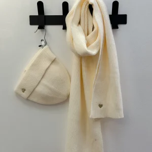 ENSEMBLE ECHARPE ET BONNET ECRU
