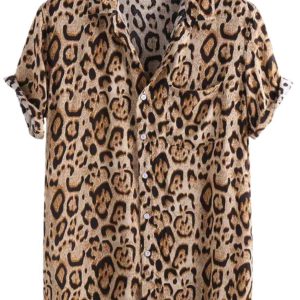 Chemise à Manches Courtes Imprimé Léopard pour Homme
