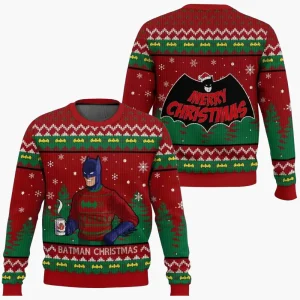 Pull de Noël homme style rétro Batman, sweat-shirt humoristique pour fêtes et cadeaux geek