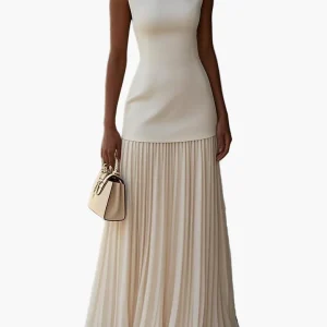 Robe de soirée élégante pour femme – style long plissé, silhouette raffinée, événement et cérémonie