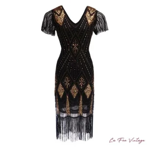 Robe Charleston Nuances Dorées | Année 20 | Grande Taille