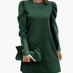 Robe élégante à manches longues bouffantes pour femme – Style chic pour occasions spéciales