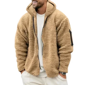 Veste polaire à capuche style décontracté pour homme – Idéale pour l'automne et l'hiver