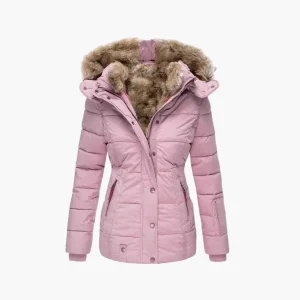 Veste d'Hiver Femme Élégante à Capuche avec Fourrure – Coupe Cintrée et Style Urbain