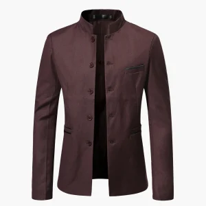Veste costume homme col mao style moderne pour occasions formelles et décontractées