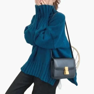 Pull oversize col montant style coréen pour femme – Idéal automne hiver, chic et décontracté