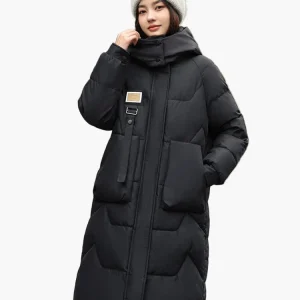 Doudoune Longue Femme Hiver à Capuche Style Urbain Élégant