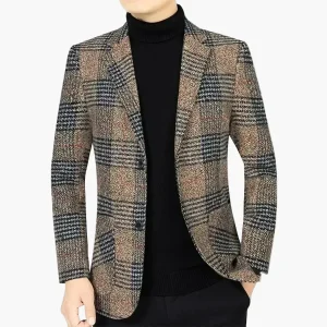 Veste Blazer Homme Élégant à Carreaux Style Business Décontracté