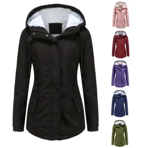 Manteau d'Hiver Femme à Capuche Style Décontracté Chaud pour Extérieur