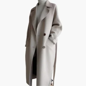 Manteau long élégant femme style classique pour l'hiver