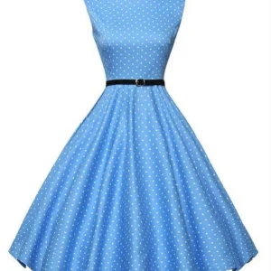 Robe Année 50 Pin Up Bleu Ciel