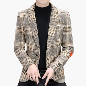 Blazer homme élégant à carreaux style moderne pour affaires et sorties