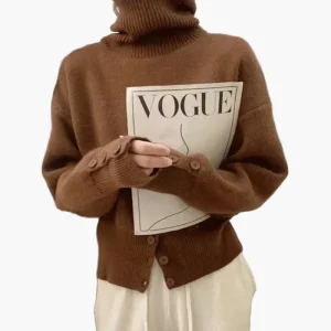 Pull à Col Roulé Décontracté pour Femme – Style Oversize Élégant pour l’Automne et l’Hiver