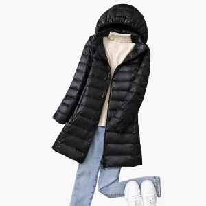 Manteau long matelassé à capuche pour femme, style décontracté, idéal pour l'hiver