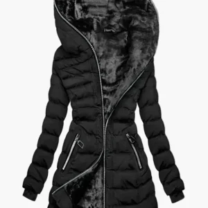 Veste d'hiver femme élégante à capuche style doudoune longue pour temps froid