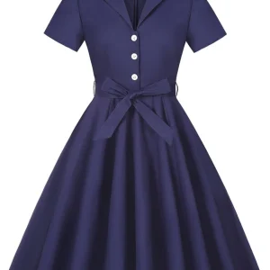 Robe Violette à col V style Pin Up