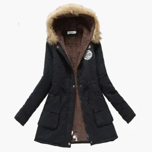 Manteau d’Hiver Femme – Style Coréen à Capuche, Mi-Long
