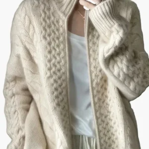 Gilet zippé torsadé style décontracté pour femme