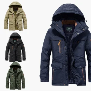Veste d'hiver pour homme style outdoor imperméable avec capuche – idéale pour randonnée et loisirs